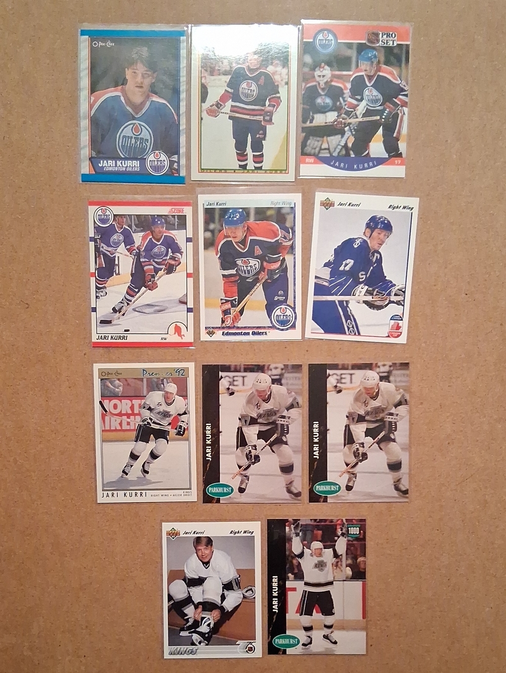 Jari Kurri Hockey Card Lot - Edmonton Oilers Designs - Blue, White, Black